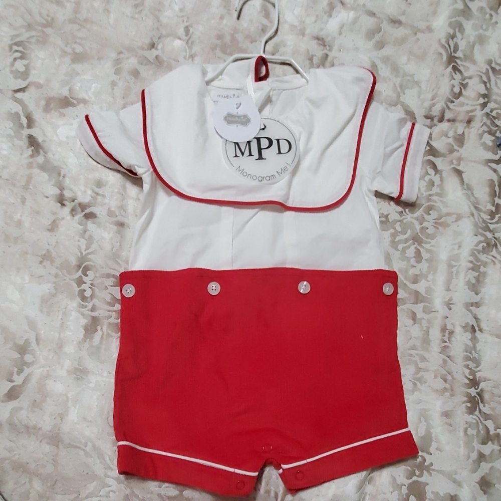 Mudpie Red&white vintage short set